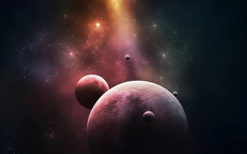 обоя космос, арт, звезды, свечение, вселенная, планеты