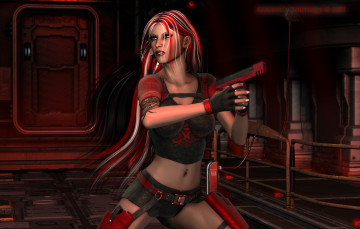 Картинка 3д+графика люди+ people девушка оружие поза