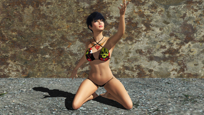 Обои картинки фото 3д графика, люди , people, взгляд, девушка, фон