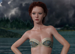 Картинка 3д+графика люди+ people взгляд девушка фон