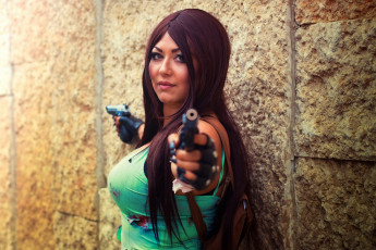 Картинка разное cosplay+ косплей пистолет взгляд фон девушка miss+chezza