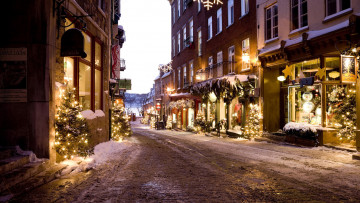 Картинка праздничные новогодние+пейзажи улица снег елки