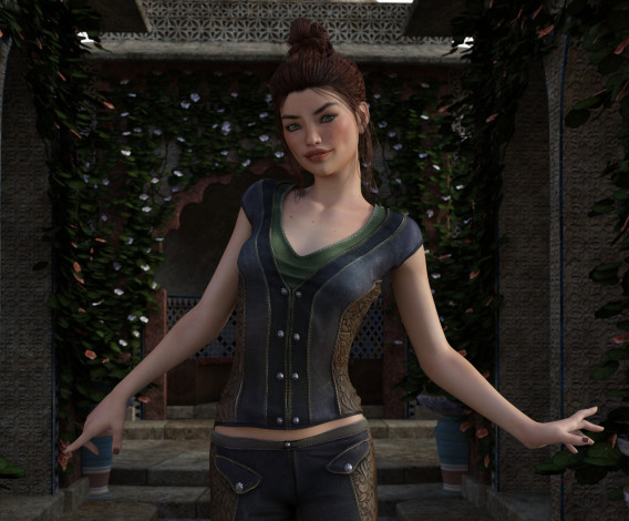 Обои картинки фото 3д графика, люди , people, девушка, взгляд, фон