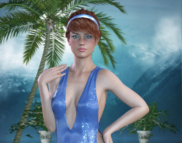 Обои картинки фото 3д графика, люди , people, фон, взгляд, девушка