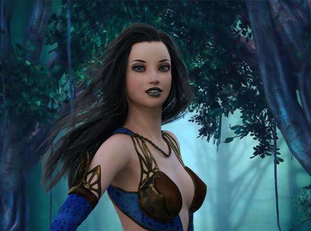 Обои картинки фото 3д графика, люди , people, девушка, взгляд, фон