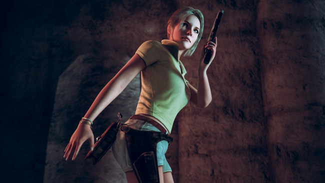 Обои картинки фото 3д графика, амазонки , amazon, пистолет, фон, девушка