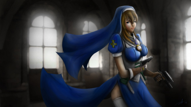 Обои картинки фото аниме, chrno crusade, оружие, девушка, christoper, rosette, пистолет