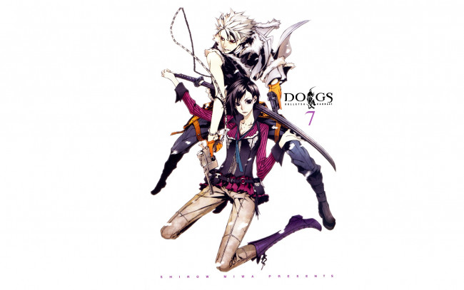 Обои картинки фото аниме, dogs,  bullets & carnage, оружие, девушка, парень