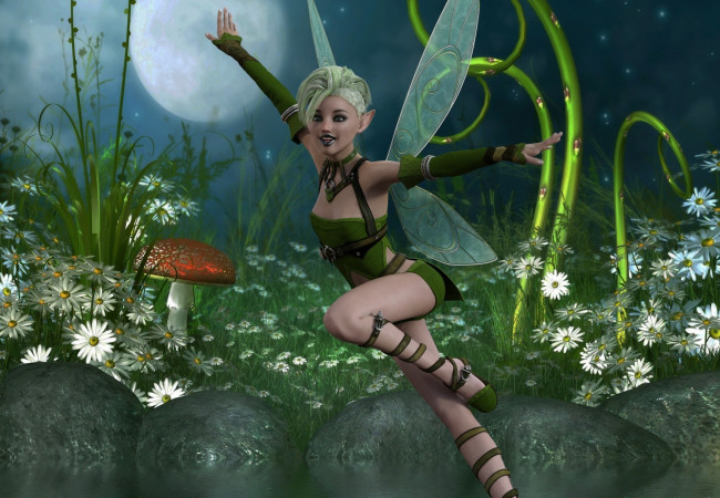 Обои картинки фото 3д графика, эльфы , elves, фея, взгляд, фон