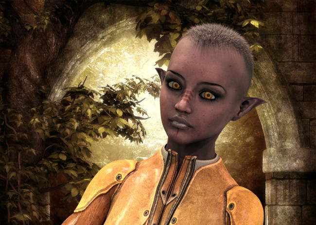 Обои картинки фото 3д графика, эльфы , elves, фон, взгляд, эльфийка