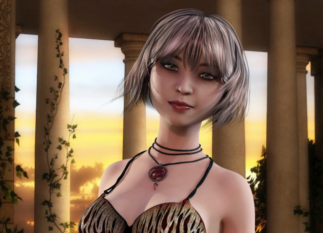 Обои картинки фото 3д графика, люди , people, фон, взгляд, девушка