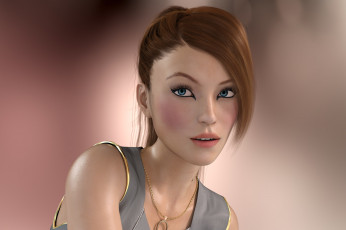 Картинка 3д+графика портрет+ portraits фон взгляд девушка