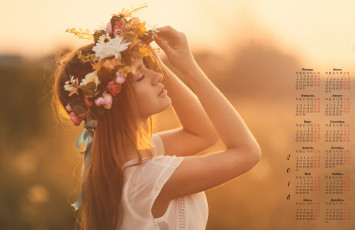 Картинка календари девушки 2018 профиль венок цветы