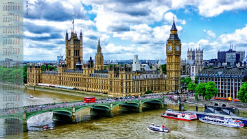 Картинка календари города лондон 2018 водоем мост здание теплоход