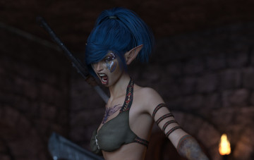 Картинка 3д+графика эльфы+ elves фон взгляд эльфийка