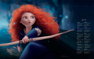 Картинка календари кино +мультфильмы 2018 взгляд девушка рыжеволосая лук