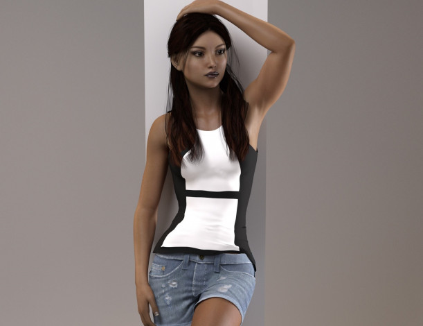 Обои картинки фото 3д графика, люди , people, фон, взгляд, девушка