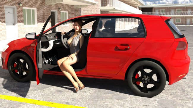 Обои картинки фото 3д графика, люди-авто, мото , people- car ,  moto, фон, взгляд, девушка