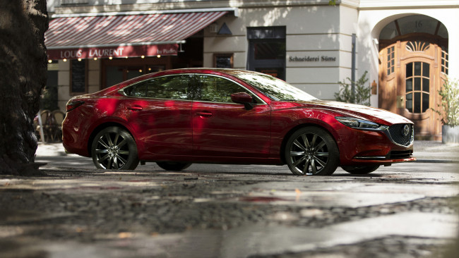 Обои картинки фото mazda 6 2018, автомобили, mazda, 2018, 6, вишнёвая