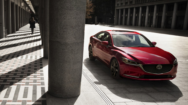Обои картинки фото mazda 6 2018, автомобили, выставки и уличные фото, вишнёвая, 2018, 6, mazda