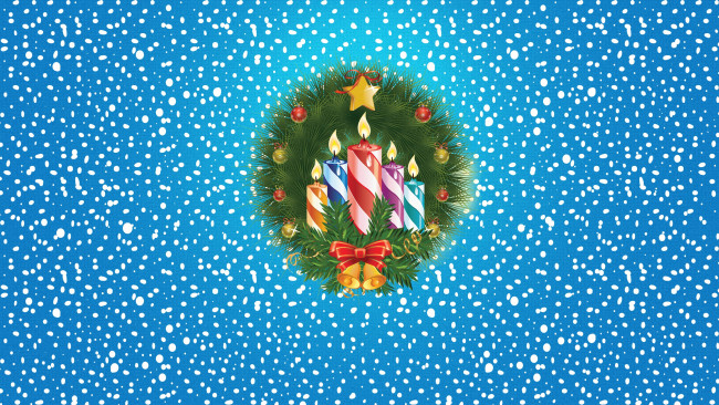 Обои картинки фото праздничные, векторная графика , новый год, фон, зима, минимализм, новый, год, снег, настроение, праздник, венок, свечи