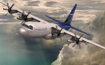Картинка lockheed+martin+lm-100j+hercules авиация 3д рисованые v-graphic транспортный самолет lockheed martin lm-100j hercules грузовой транспорт