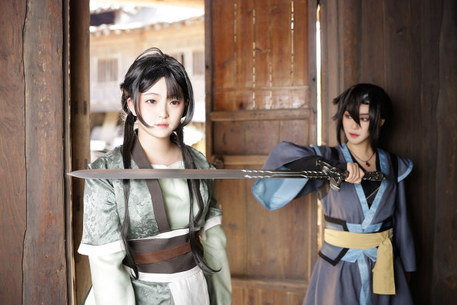 Обои картинки фото девушки, - креатив,  косплей, образы, костюмы, сюэ, ян, а-цин, меч