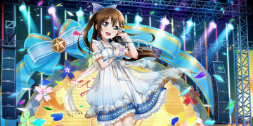 обоя аниме, love live,  school idol project, девочка, сцена