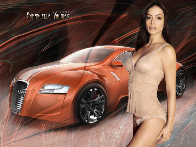 Обои картинки фото emmanuelle, vaugier, автомобили, авто, девушками