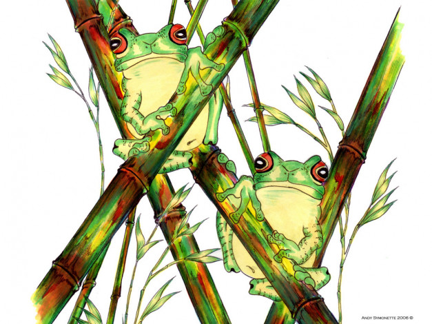 Обои картинки фото рисованные, животные, лягушки