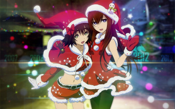 Картинка аниме steins gate xmas фон макисе курису снегурочки девушки маюши врата штейн