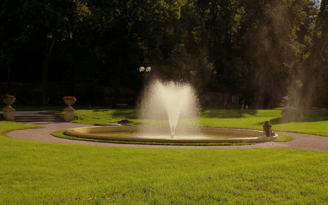 Обои картинки фото города, фонтаны, фонтан, девушка