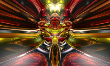 Картинка 3д графика fractal фракталы цвета изгибы узор