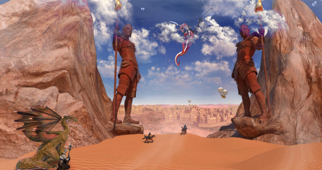 Обои картинки фото 3д, графика, fantasy, фантазия, скала, скульптуры, город, драконы