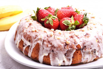 Картинка еда пирожные +кексы +печенье глазурь клубника