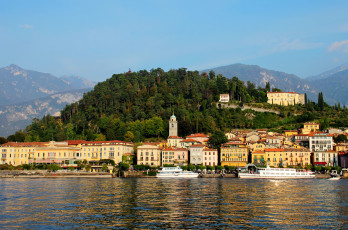 Картинка италия+ломбардия+белладжо города амальфийское+и+лигурийское+побережье+ италия море белладжо ломбардия дома катер