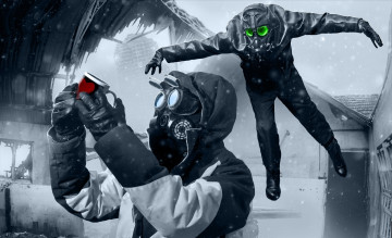 Картинка фэнтези люди постапокалипсис кружка прыжок руины