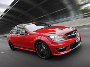 Картинка автомобили mercedes-benz c 63 amg edition 507 au-spec w204 2013г красный