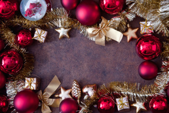 Картинка праздничные украшения банты мишура шарики игрушки звёздочки