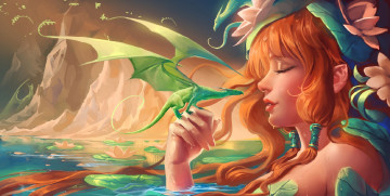 Картинка фэнтези красавицы+и+чудовища девушка дракон профиль