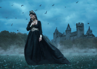 Картинка девушки -unsort+ креатив птицы tara valentine замок платье королева