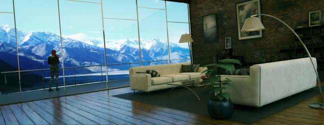 Обои картинки фото 3д графика, реализм , realism, фон, интерьер, взгляд, девушка