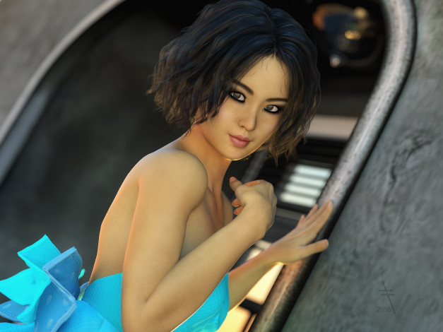 Обои картинки фото 3д графика, люди , people, девушка, взгляд, фон