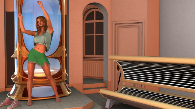 Обои картинки фото 3д графика, люди , people, фон, взгляд, девушка