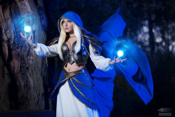 Картинка разное cosplay+ косплей лес ночь магия капюшон костюм блондинка девушка