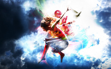 Картинка разное компьютерный+дизайн тучи небо буквы прыжок девушка