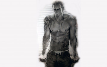 Картинка рисованное люди парень крестик тату штаны торс