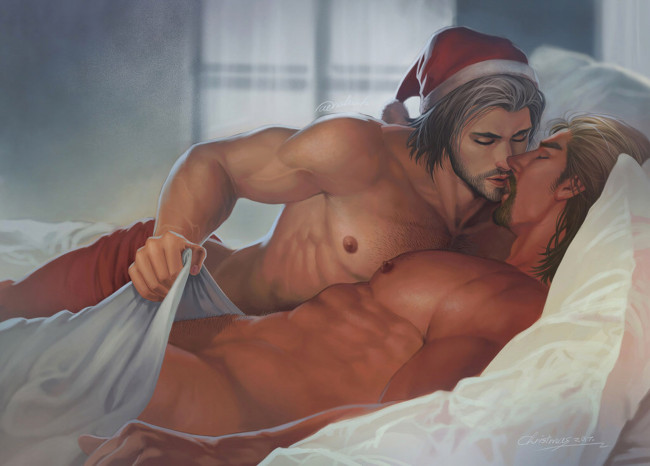 Обои картинки фото рисованное, люди, мастер, мужчины, постель, колпак