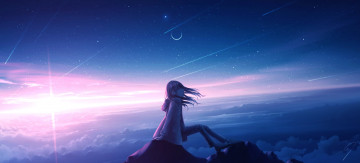 Картинка аниме пейзажи +природа девушка