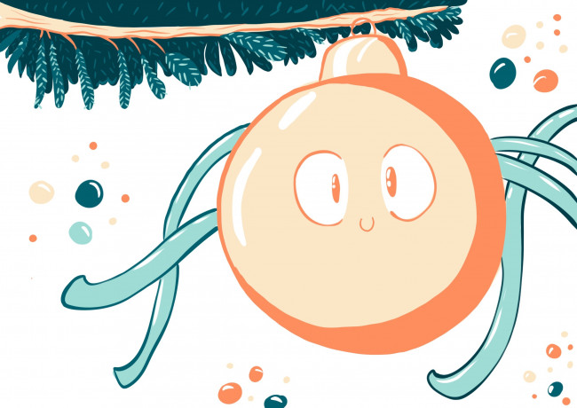 Обои картинки фото праздничные, - разное , новый год, шарик, щупальца